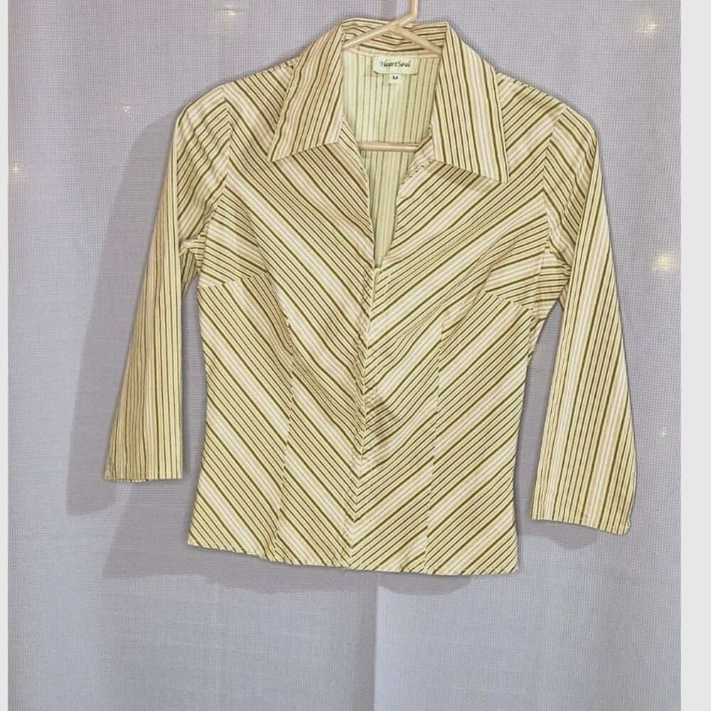 HeartSoul, Pink, White, Tan, Brown, Top, Size: M